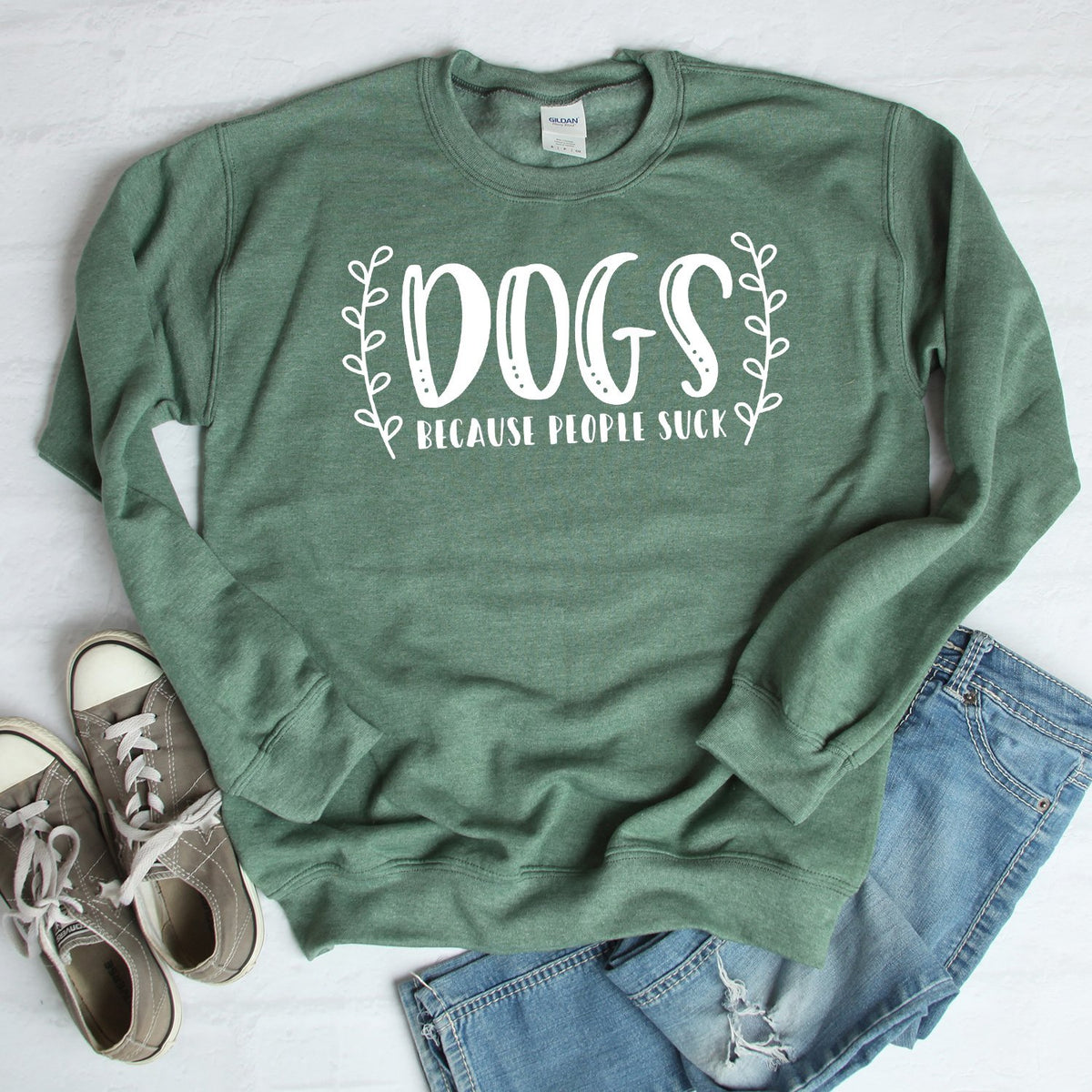 DOGS Because People Suck - Long Sleeve Heavy Crewneck Sweatshirt