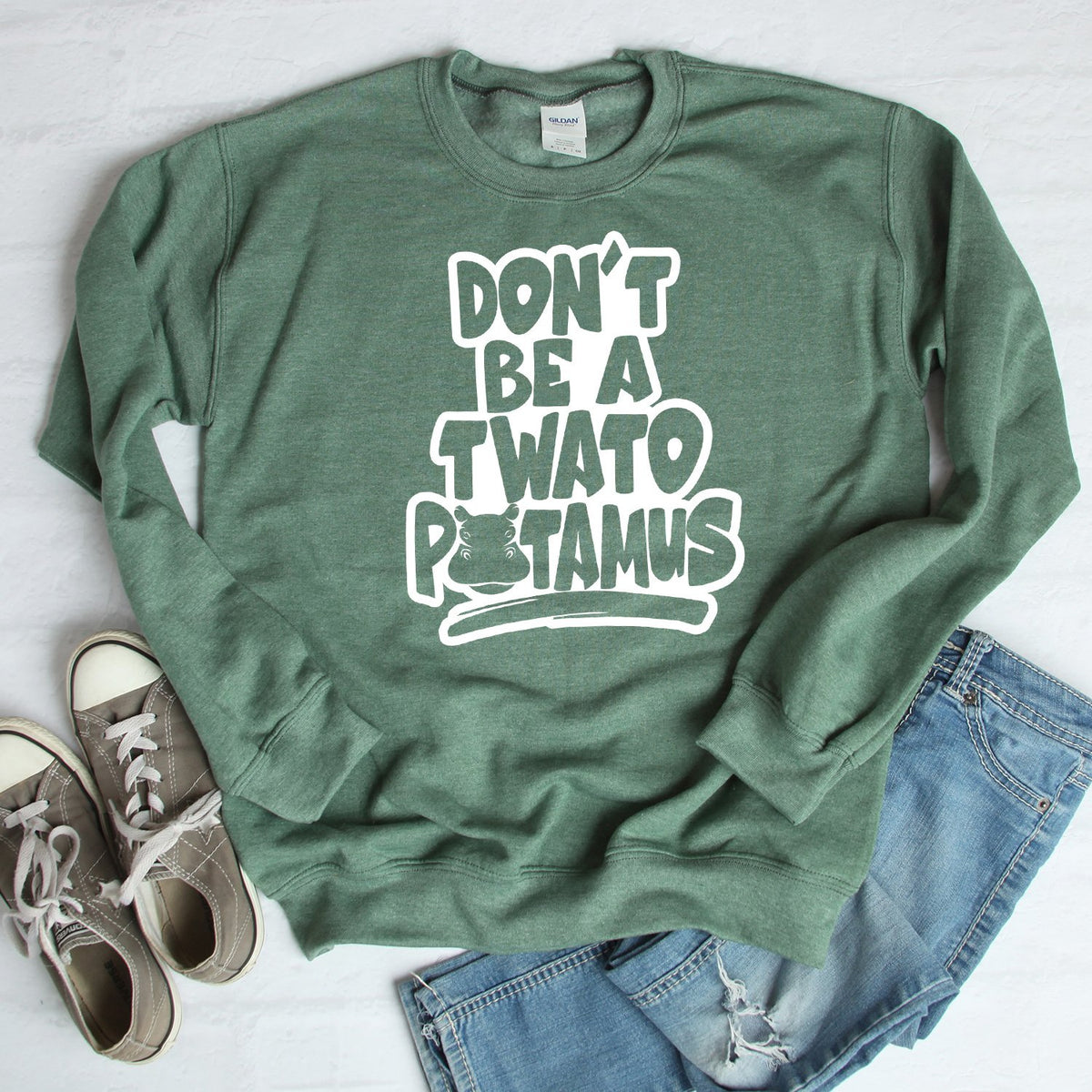 Don&#39;t Be A Twatopotamus - Long Sleeve Heavy Crewneck Sweatshirt
