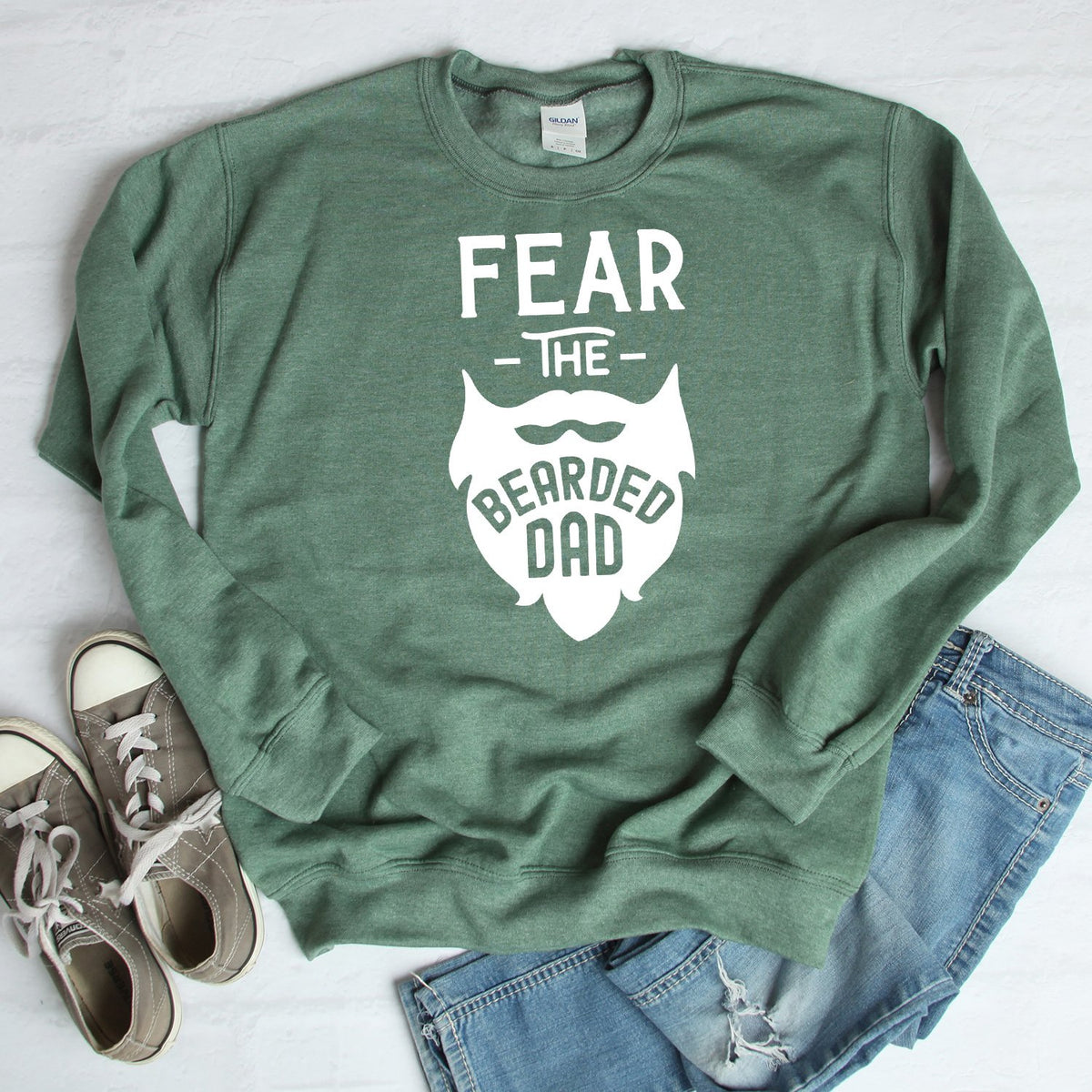 Fear The Bearded Dad - Long Sleeve Heavy Crewneck Sweatshirt