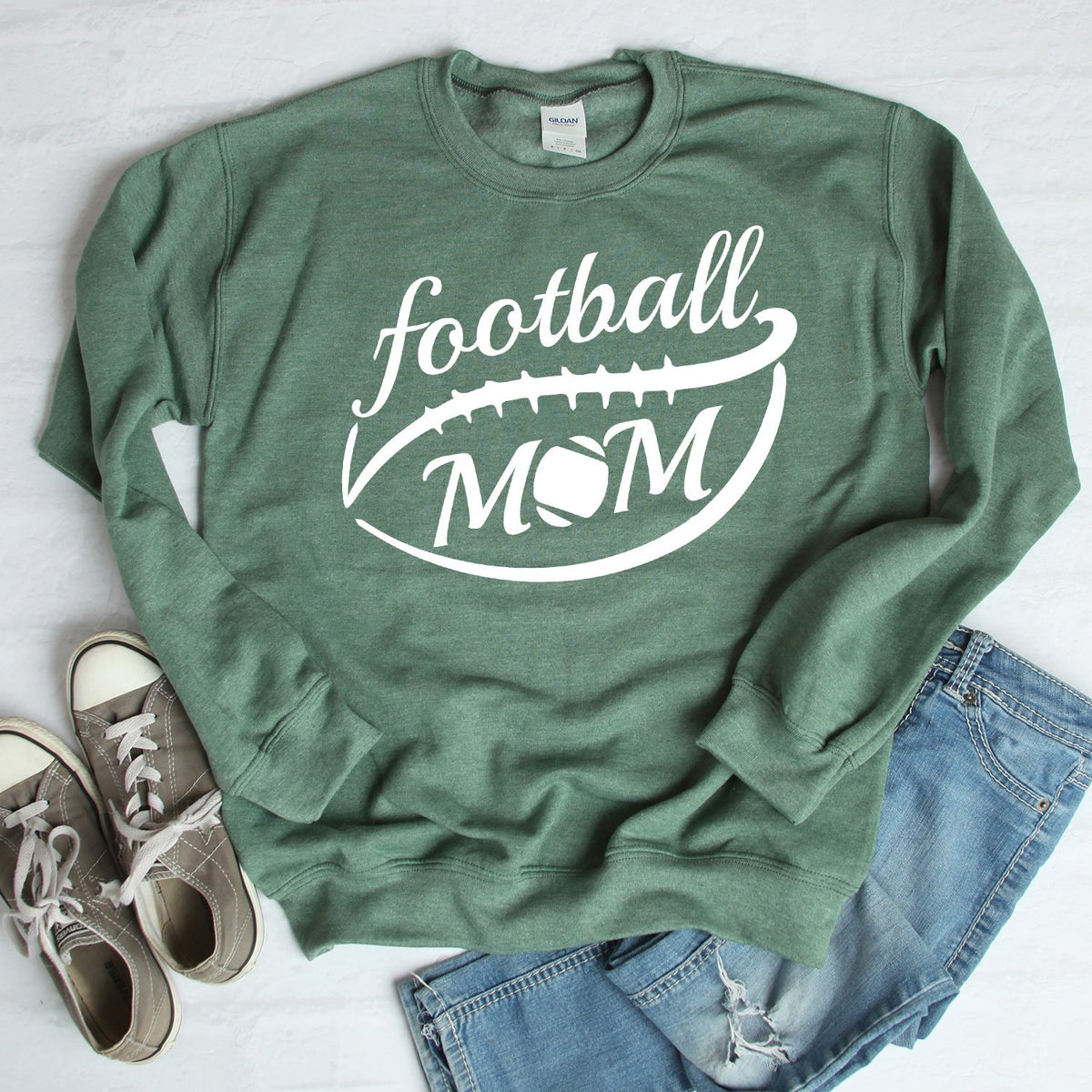 Football Mom - Long Sleeve Heavy Crewneck Sweatshirt