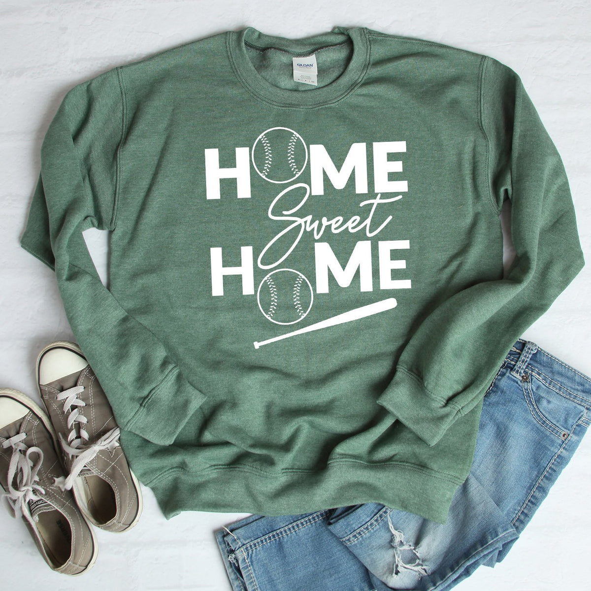 Home Sweet Home Baseball - Long Sleeve Heavy Crewneck Sweatshirt