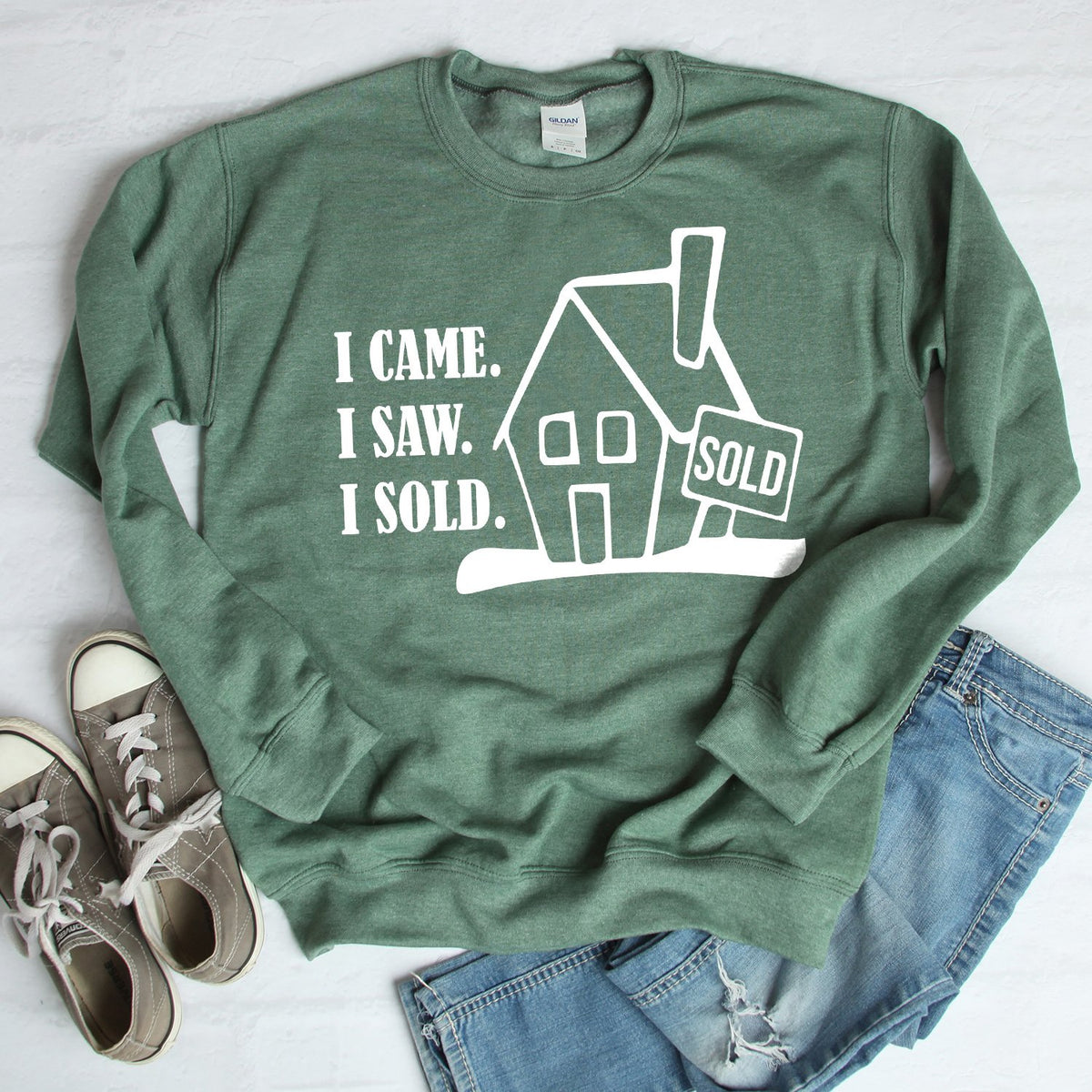 I Came I Saw I Sold - Long Sleeve Heavy Crewneck Sweatshirt