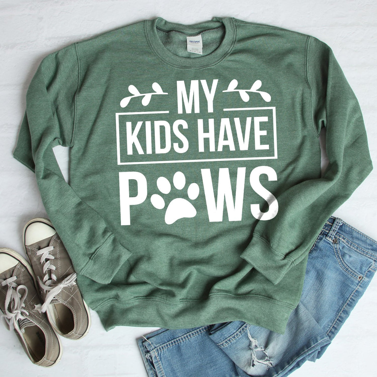 My Kids Have Paws - Long Sleeve Heavy Crewneck Sweatshirt