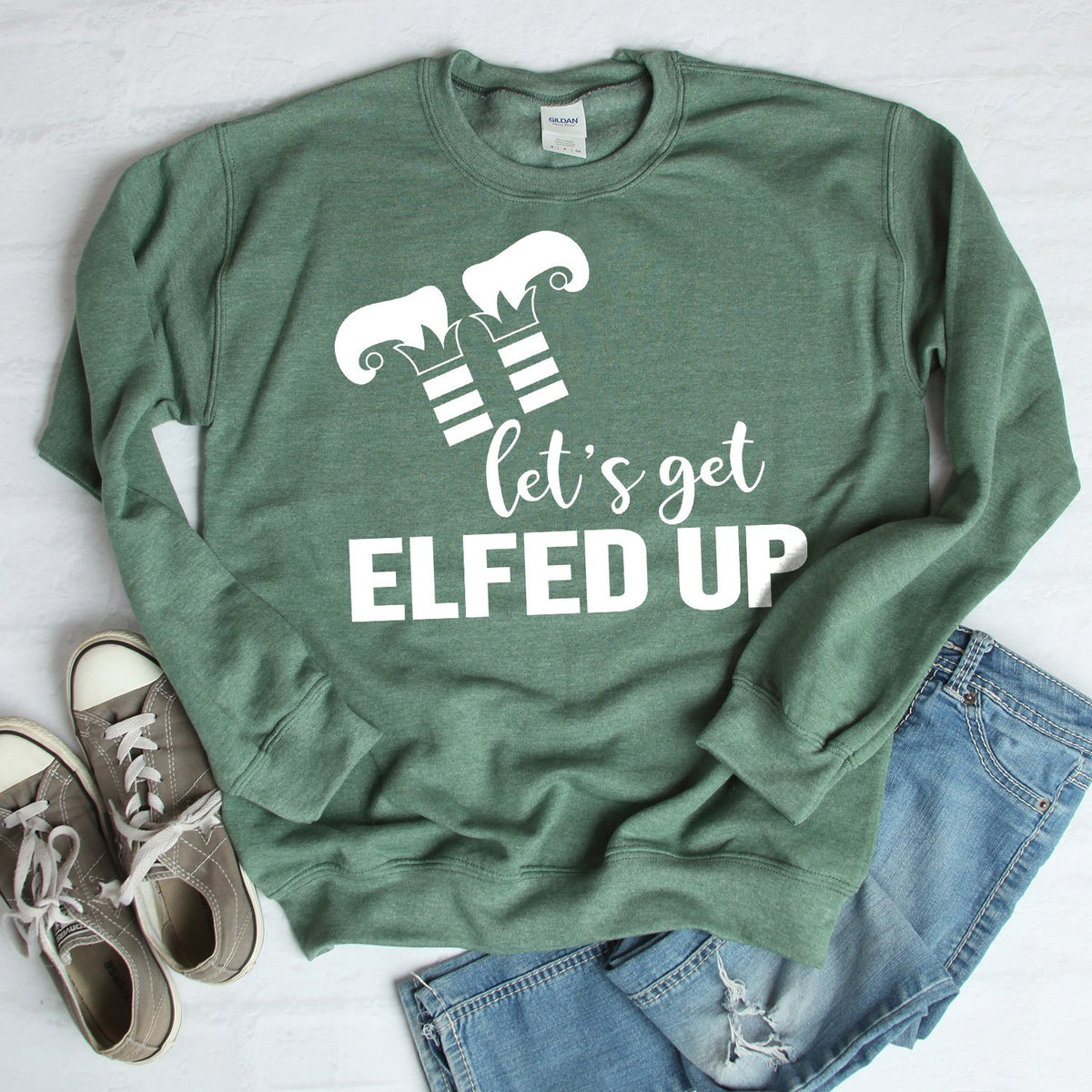 Let&#39;s Get Elfed Up - Long Sleeve Heavy Crewneck Sweatshirt