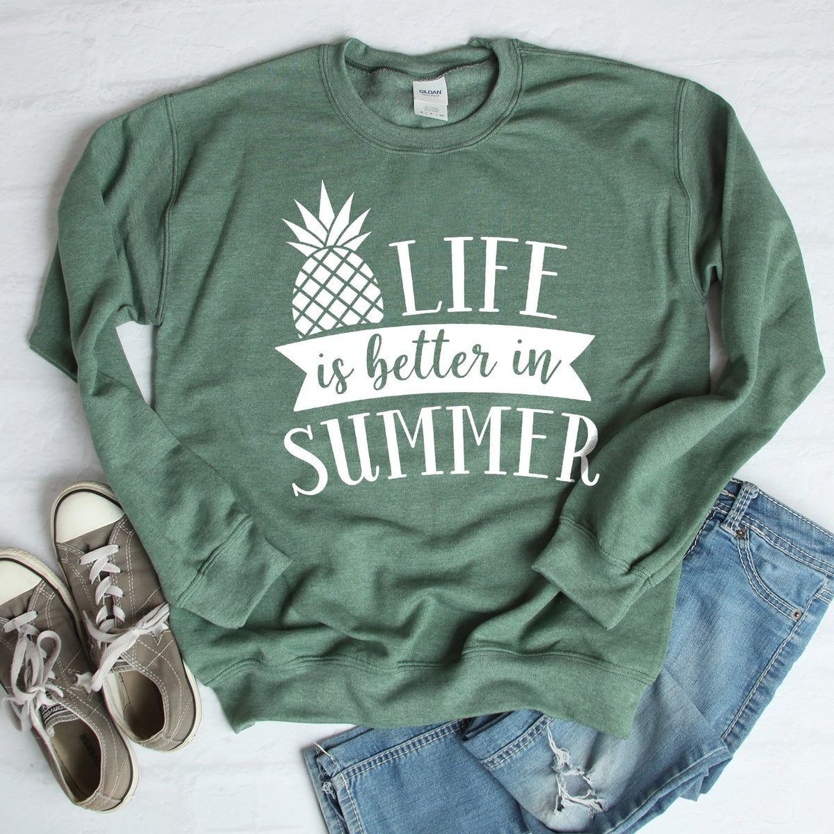 Life is Better in Summer - Long Sleeve Heavy Crewneck Sweatshirt