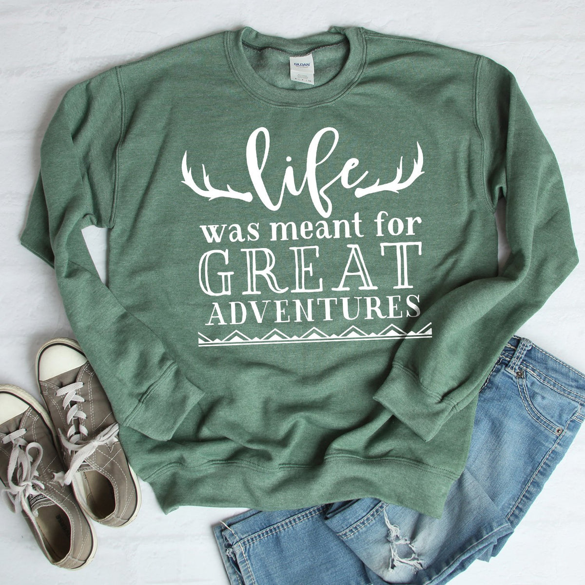 Life Was Meant For Great Adventure - Long Sleeve Heavy Crewneck Sweatshirt