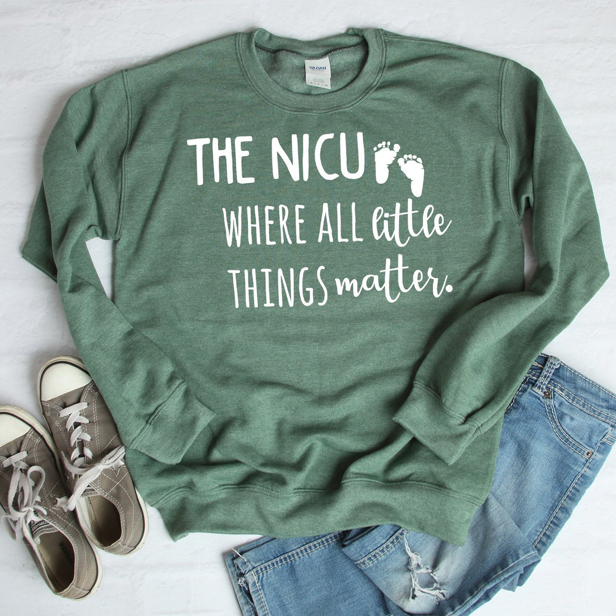 The NICU Where All Little Things Matter - Long Sleeve Heavy Crewneck Sweatshirt