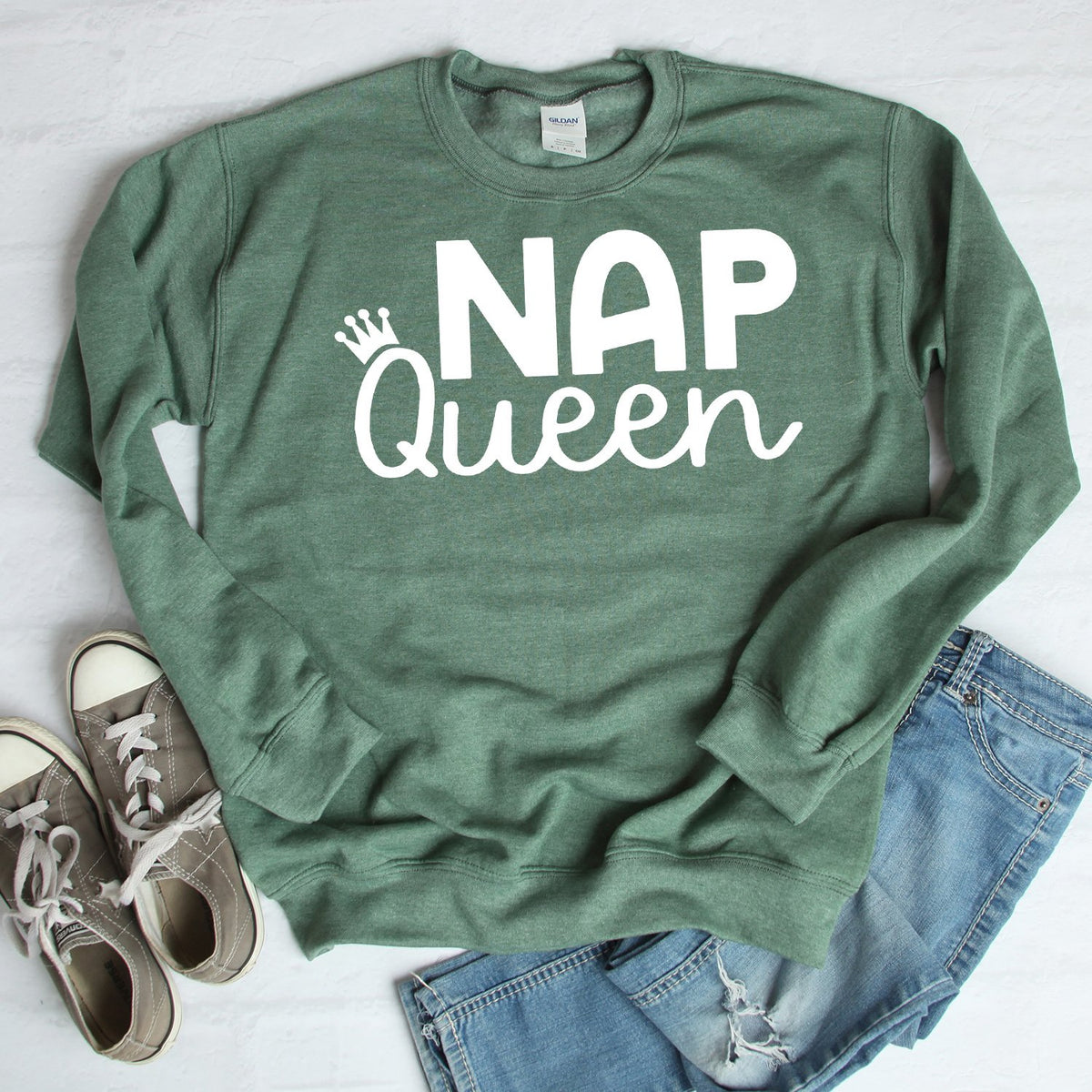 Nap Queen - Long Sleeve Heavy Crewneck Sweatshirt