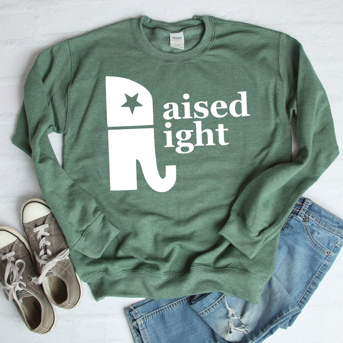 Elephant Raised Right - Long Sleeve Heavy Crewneck Sweatshirt