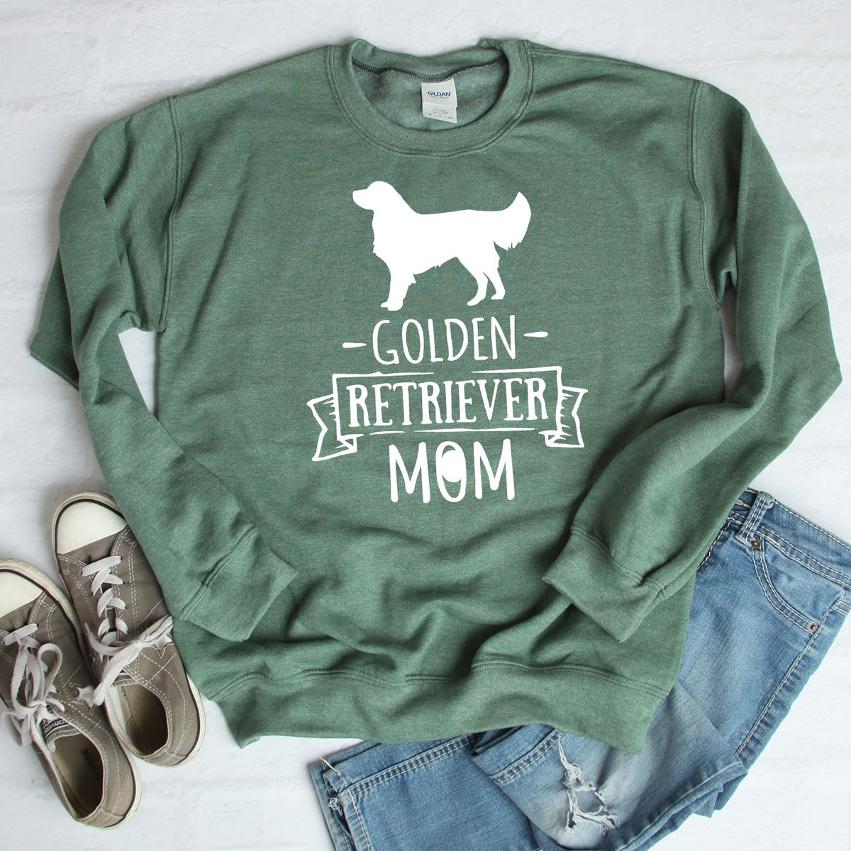 Golden Retriever Mom - Long Sleeve Heavy Crewneck Sweatshirt