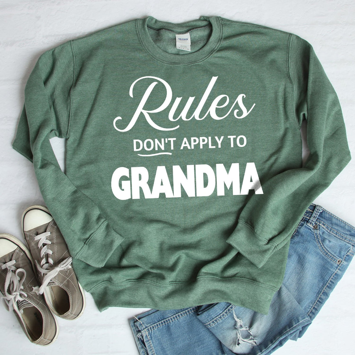 Rules Don&#39;t Apply To Grandma - Long Sleeve Heavy Crewneck Sweatshirt