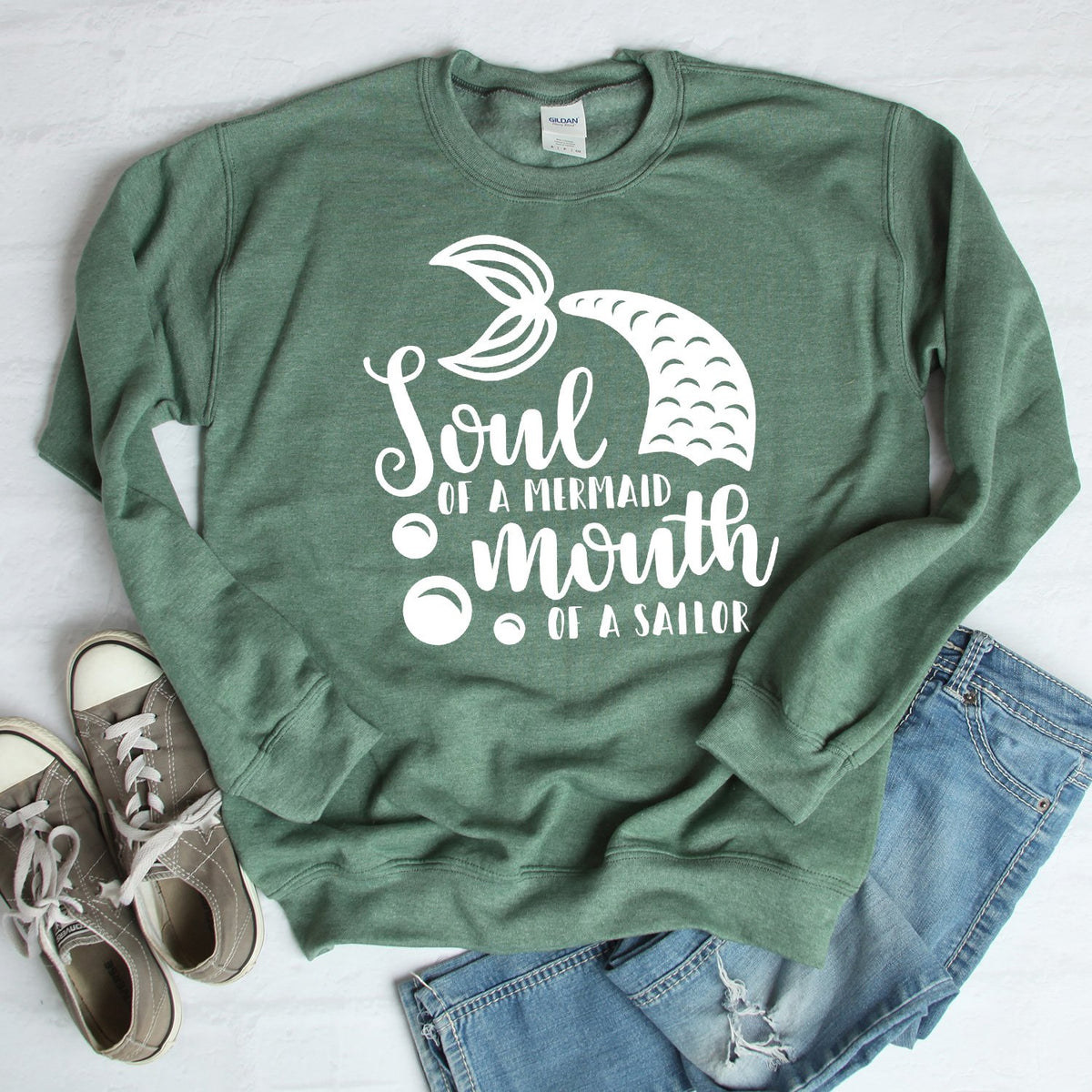 Soul of A Mermaid Mouth of A Sailor - Long Sleeve Heavy Crewneck Sweatshirt