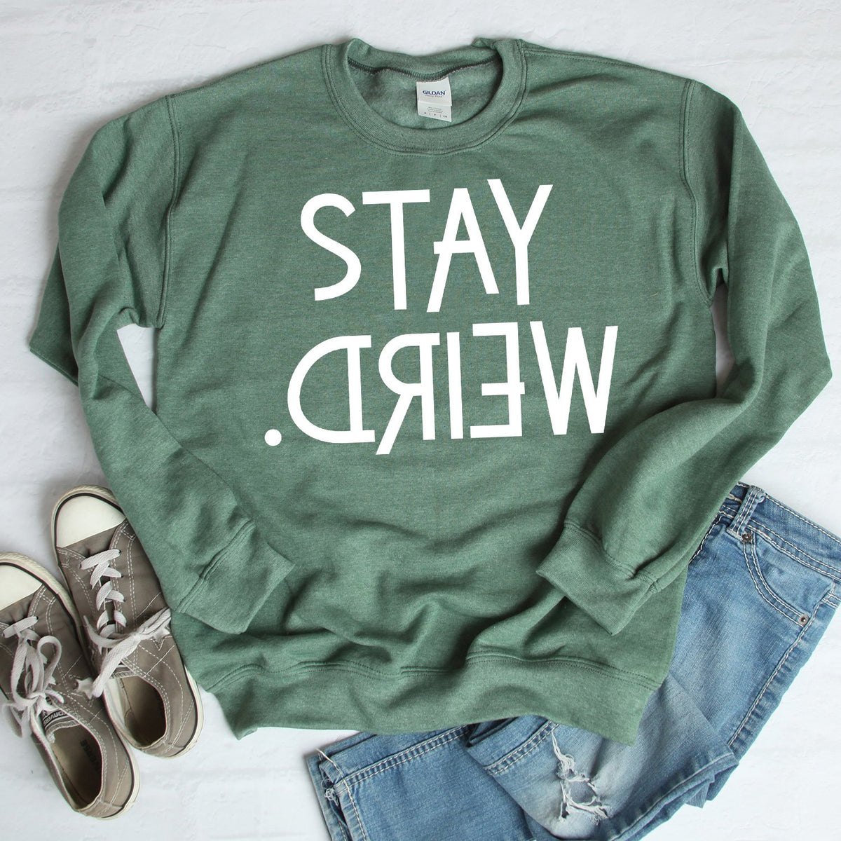 Stay Weird - Long Sleeve Heavy Crewneck Sweatshirt