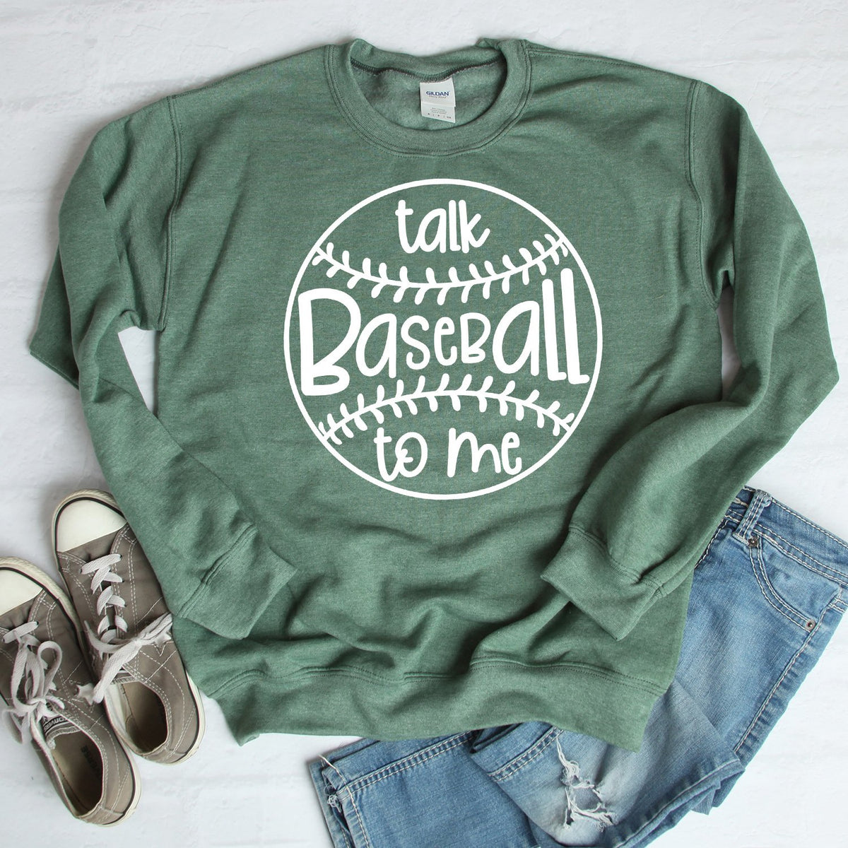 Talk Baseball To Me - Long Sleeve Heavy Crewneck Sweatshirt