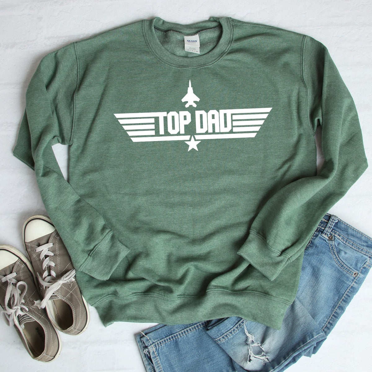 Top Dad - Long Sleeve Heavy Crewneck Sweatshirt