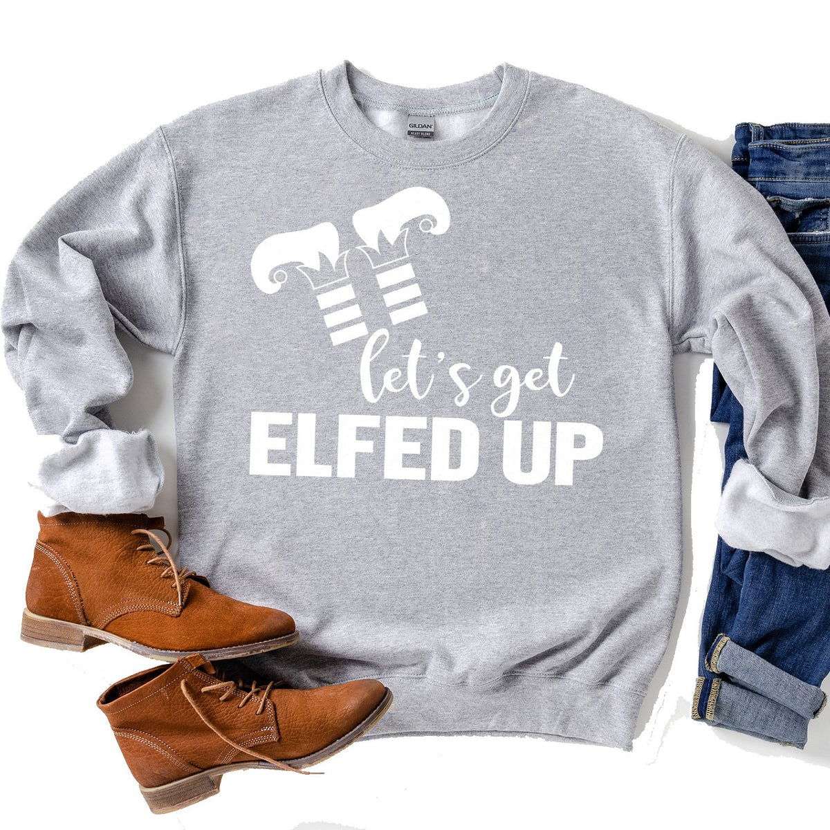 Let&#39;s Get Elfed Up - Long Sleeve Heavy Crewneck Sweatshirt