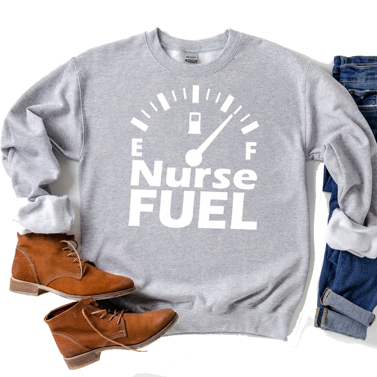 Nurse Fuel - Long Sleeve Heavy Crewneck Sweatshirt