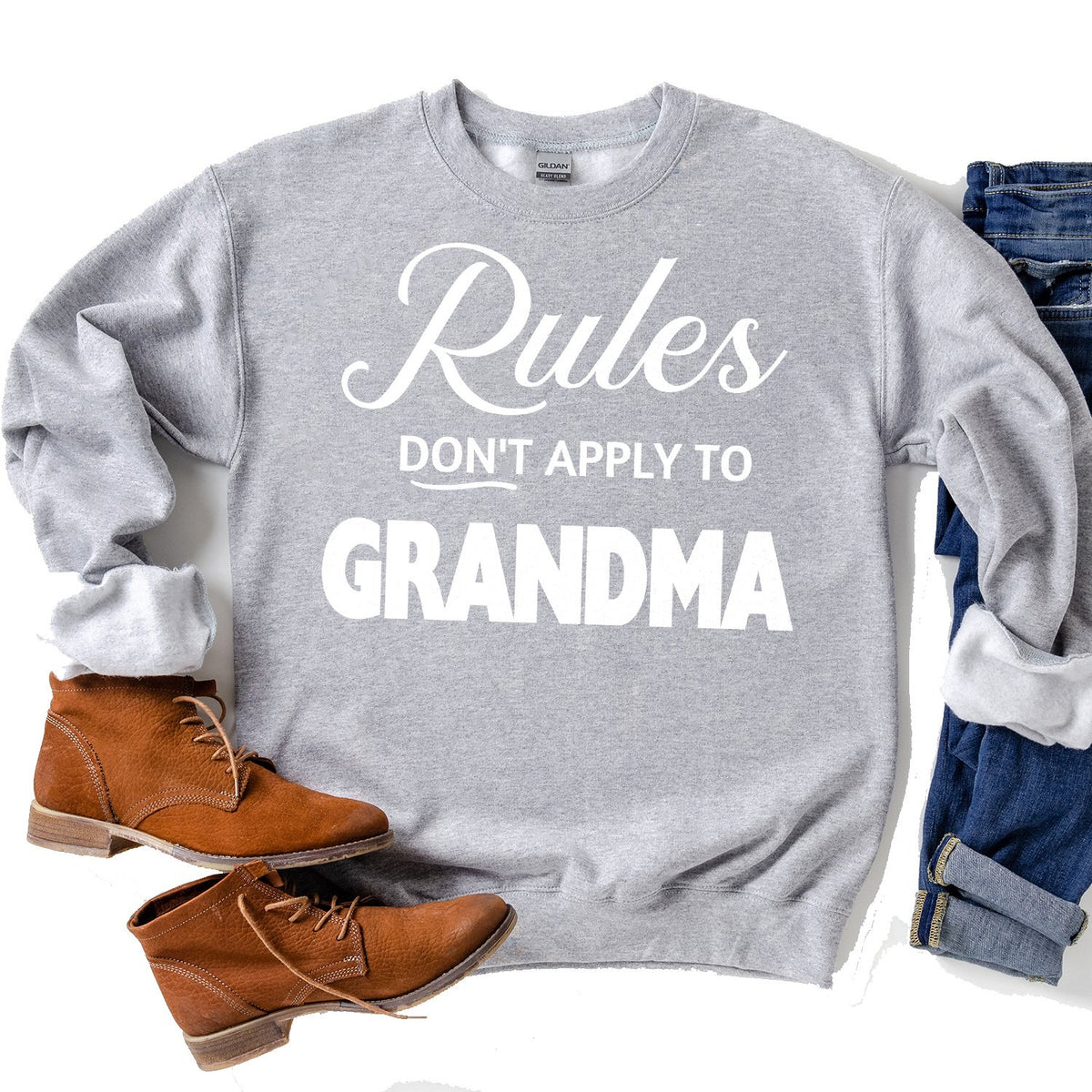 Rules Don&#39;t Apply To Grandma - Long Sleeve Heavy Crewneck Sweatshirt