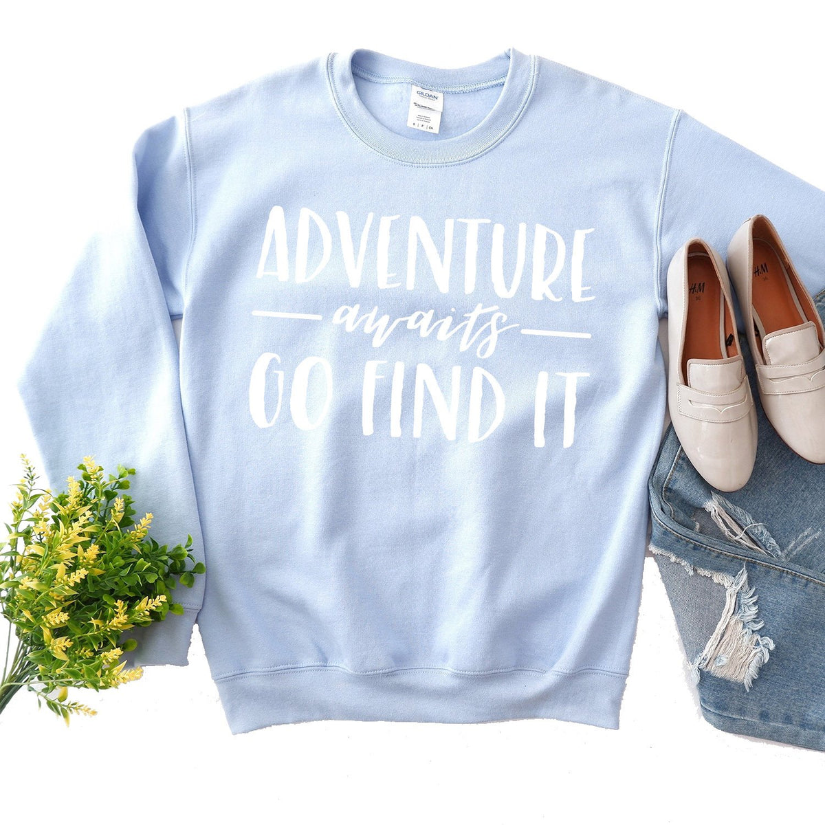 Adventure Awaits Go Find it - Long Sleeve Heavy Crewneck Sweatshirt