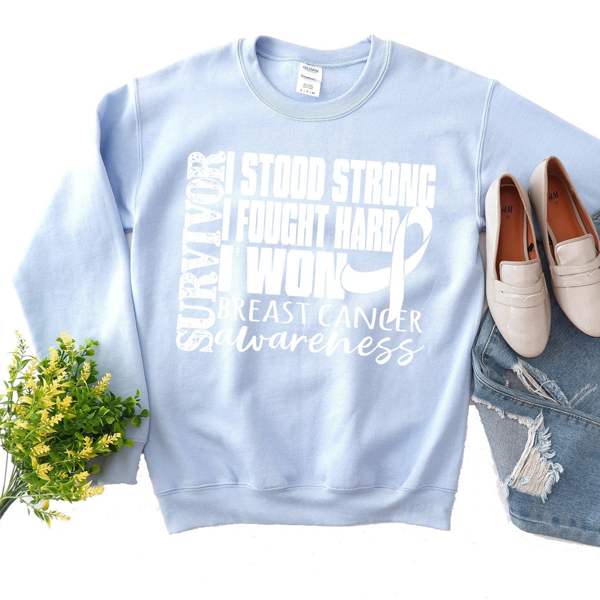 I Stood Strong I Fought Hard I Won - Long Sleeve Heavy Crewneck Sweatshirt