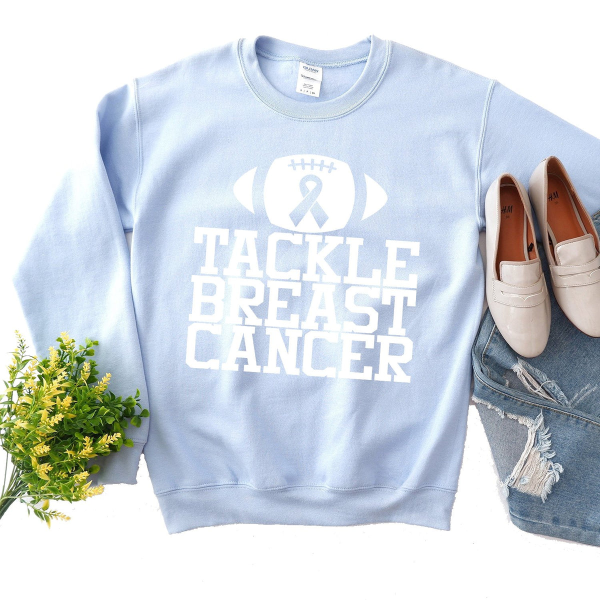 Tackle Breast Cancer - Long Sleeve Heavy Crewneck Sweatshirt