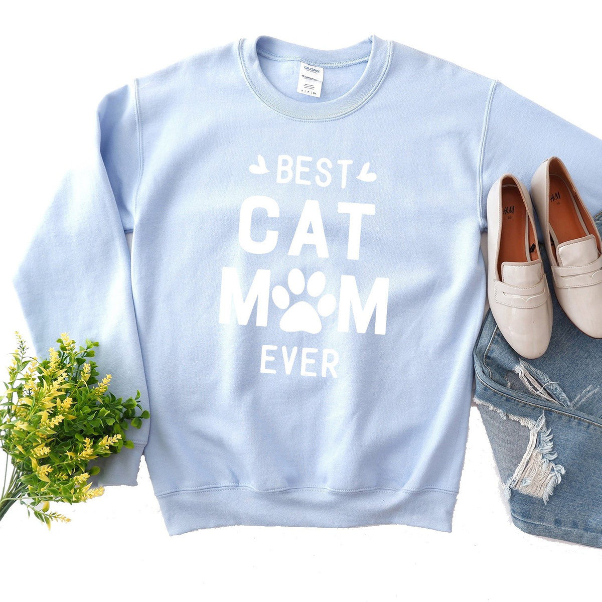Best Cat Mom Ever - Long Sleeve Heavy Crewneck Sweatshirt