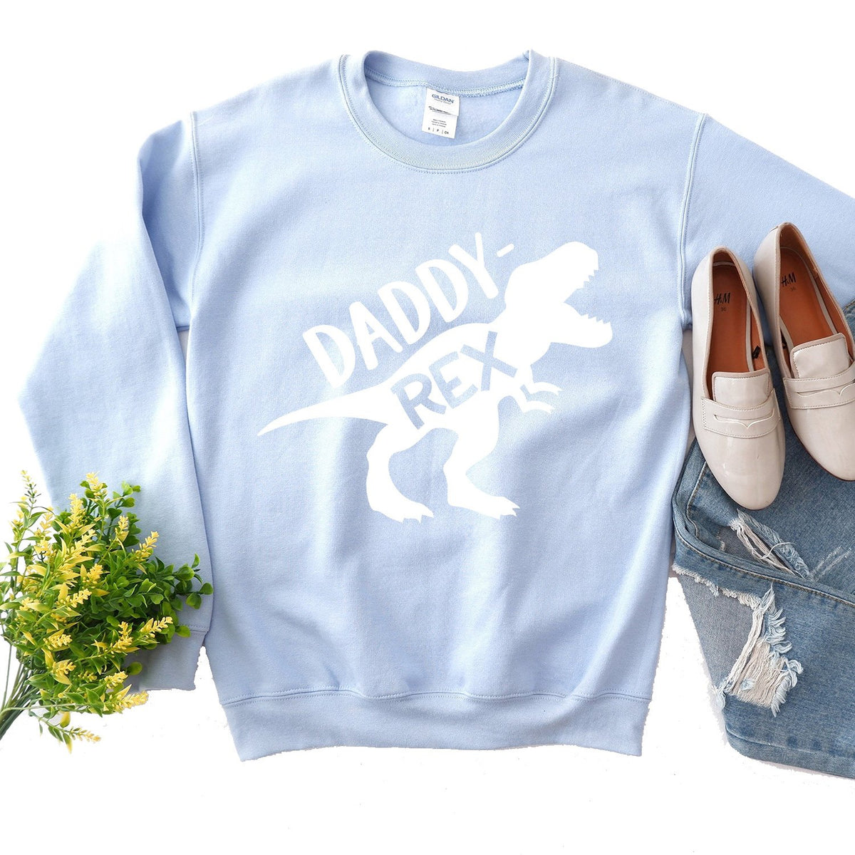 Daddy Rex Dinosaur - Long Sleeve Heavy Crewneck Sweatshirt