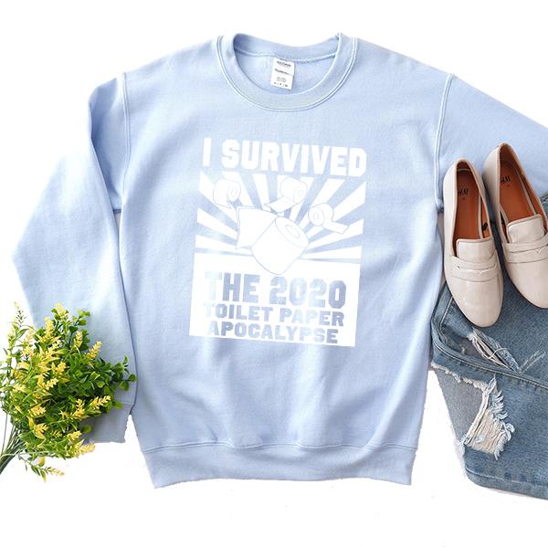 I Survived 2020 Toilet Paper Apocalypse - Long Sleeve Heavy Crewneck Sweatshirt