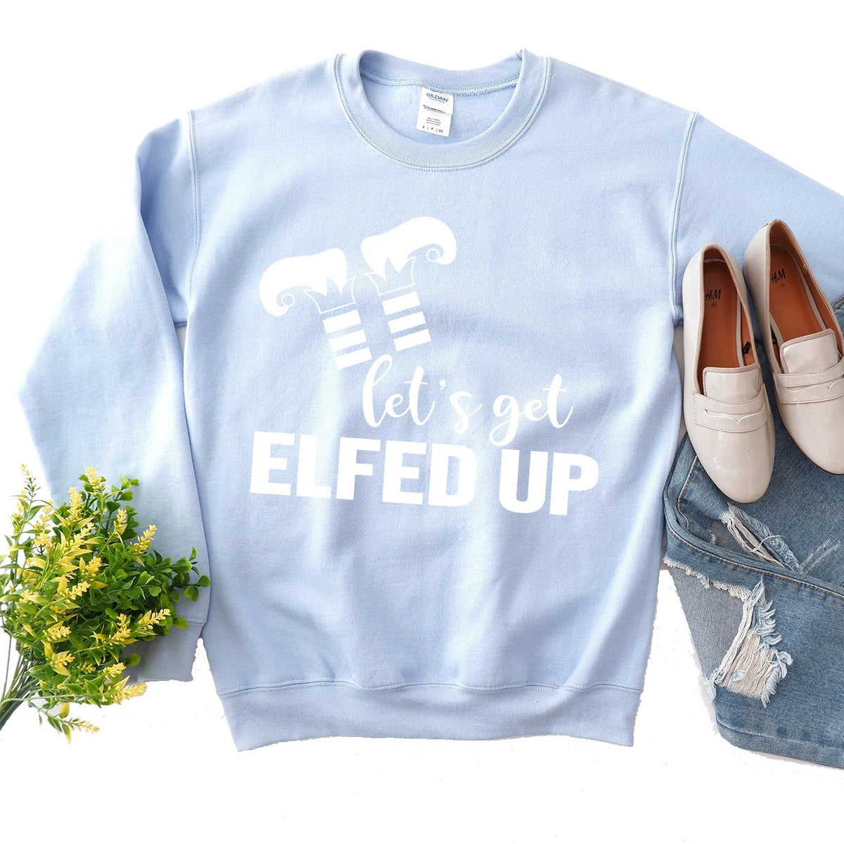 Let&#39;s Get Elfed Up - Long Sleeve Heavy Crewneck Sweatshirt