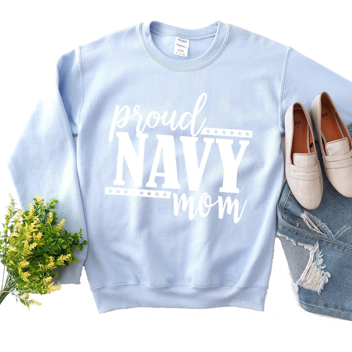 Proud Navy Mom - Long Sleeve Heavy Crewneck Sweatshirt