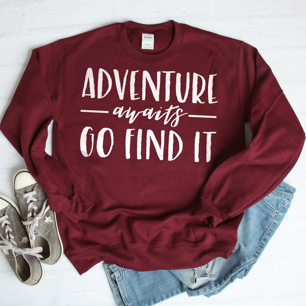 Adventure Awaits Go Find it - Long Sleeve Heavy Crewneck Sweatshirt