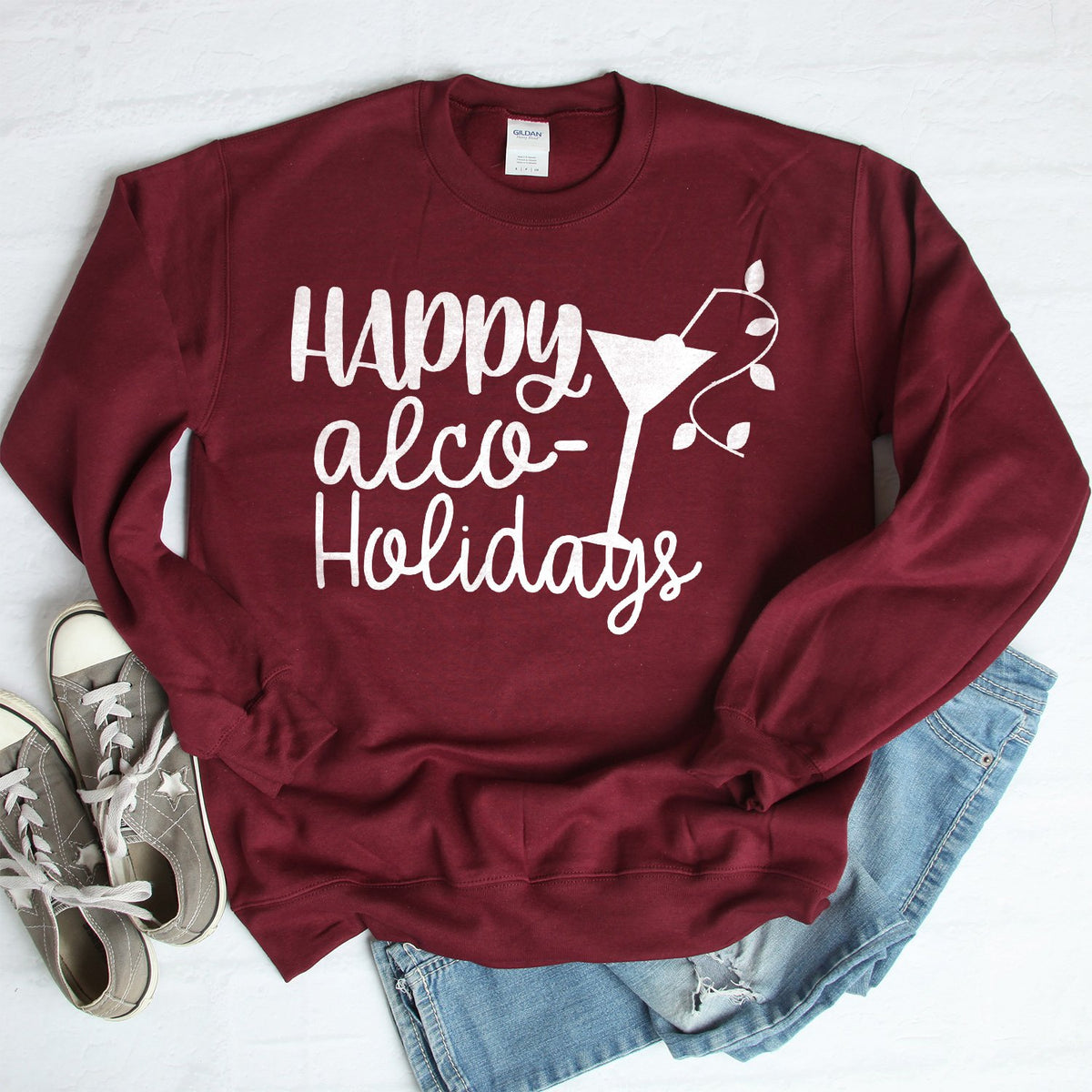 Happy Alco Holidays - Long Sleeve Heavy Crewneck Sweatshirt