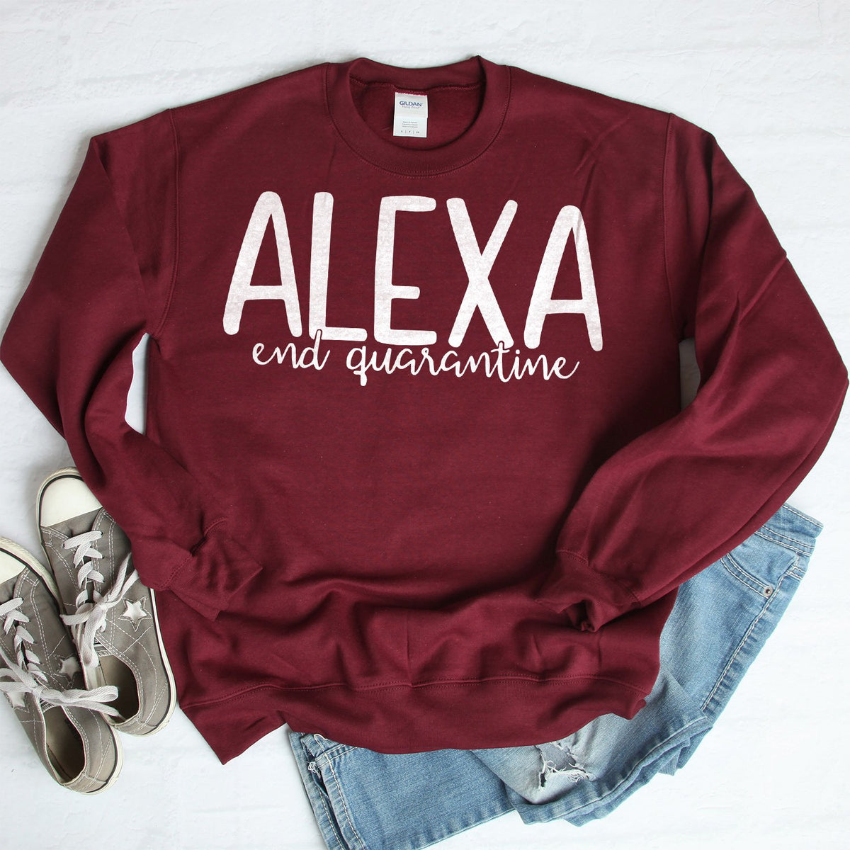 Alexa End Quarantine - Long Sleeve Heavy Crewneck Sweatshirt