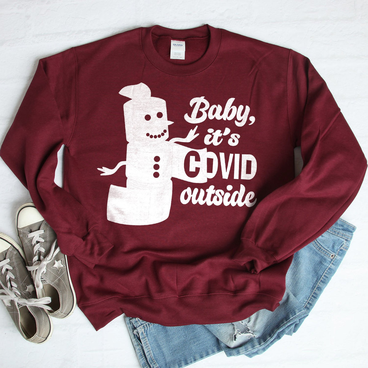 Baby It&#39;s Covid Outside - Long Sleeve Heavy Crewneck Sweatshirt