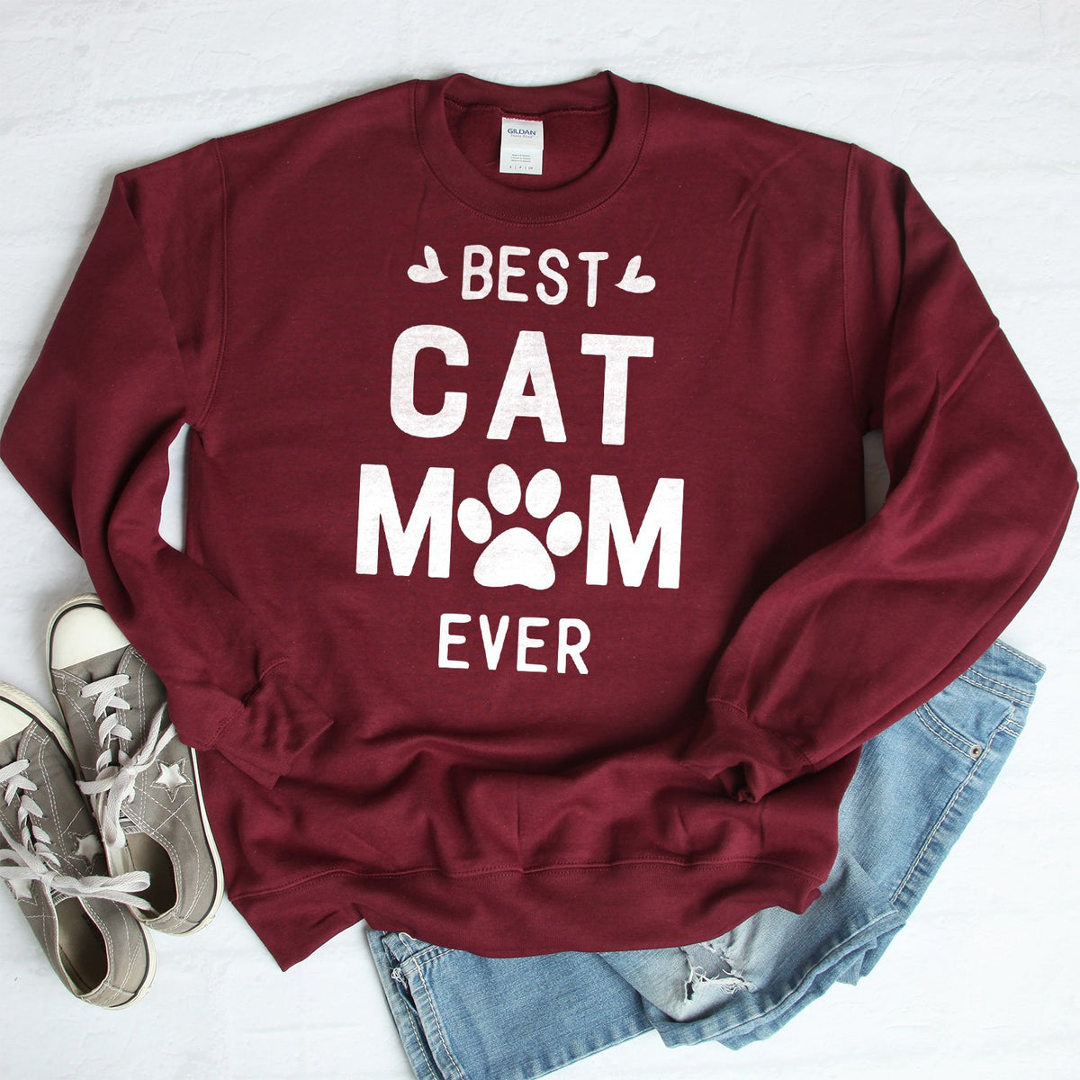 Best Cat Mom Ever - Long Sleeve Heavy Crewneck Sweatshirt