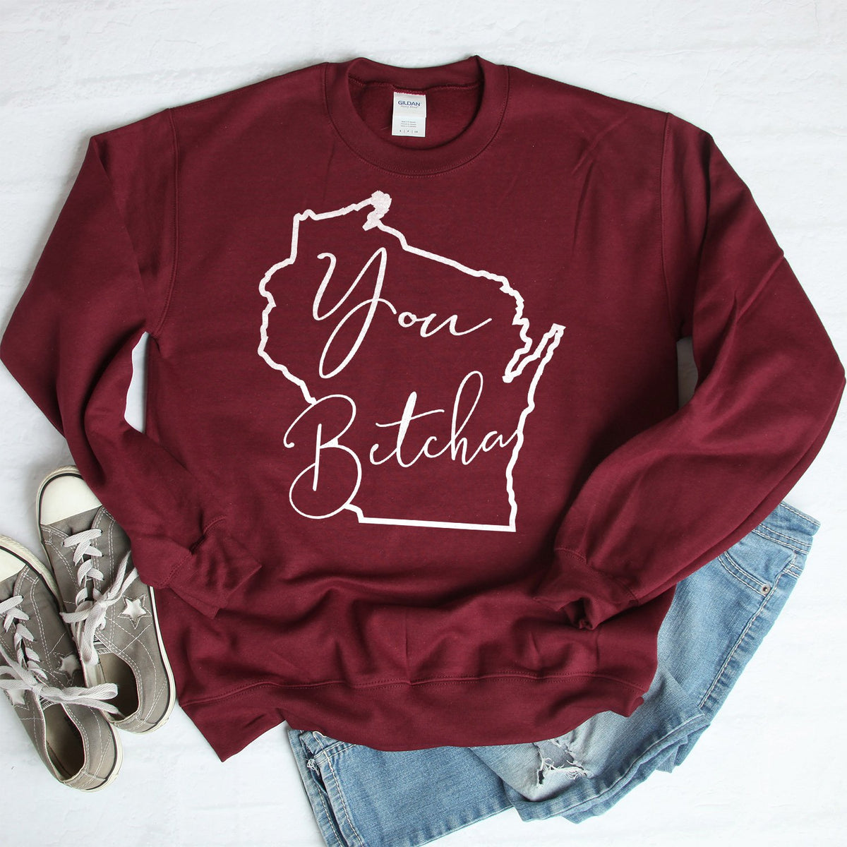 You Betcha Wisconsin - Long Sleeve Heavy Crewneck Sweatshirt