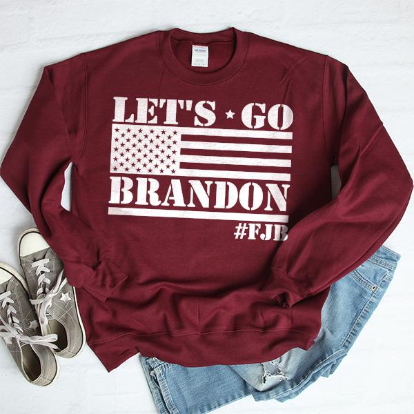 Let&#39;s Go Brandon American Flag - Long Sleeve Heavy Crewneck Sweatshirt