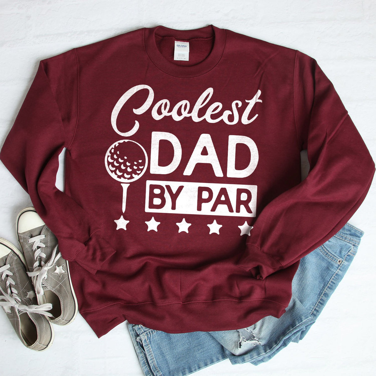 Coolest Dad By Par - Long Sleeve Heavy Crewneck Sweatshirt