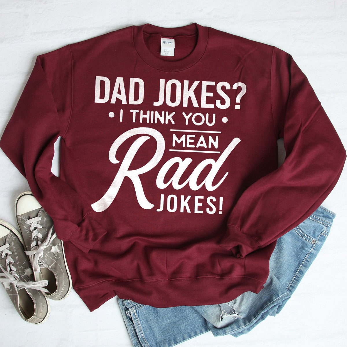 Dad Jokes? I Think You Mean Rad Jokes - Long Sleeve Heavy Crewneck Sweatshirt