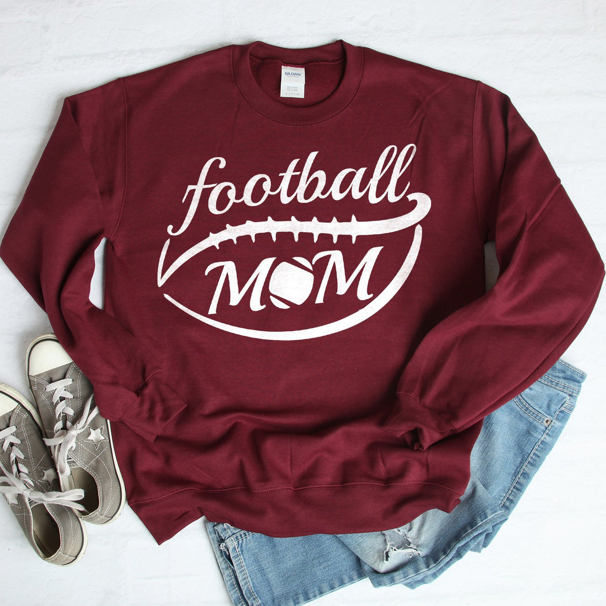 Football Mom - Long Sleeve Heavy Crewneck Sweatshirt