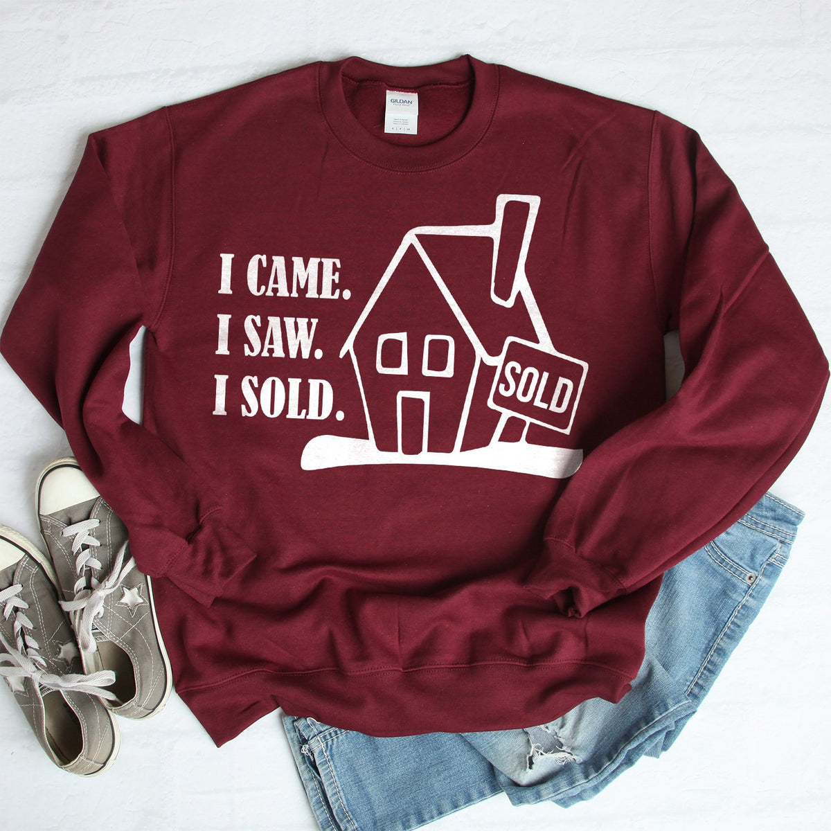 I Came I Saw I Sold - Long Sleeve Heavy Crewneck Sweatshirt