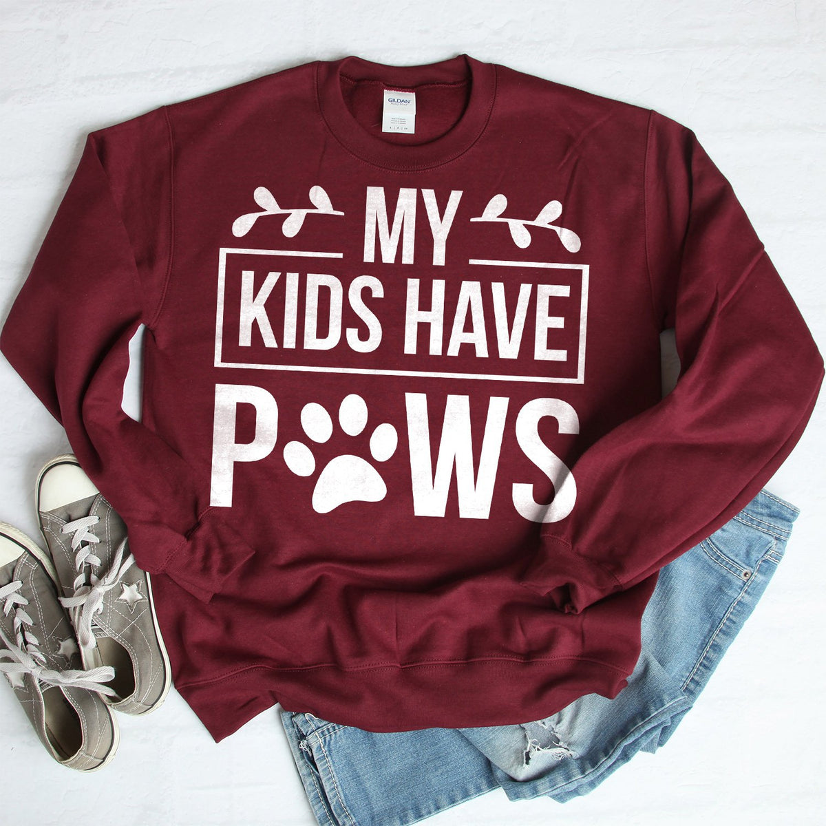 My Kids Have Paws - Long Sleeve Heavy Crewneck Sweatshirt