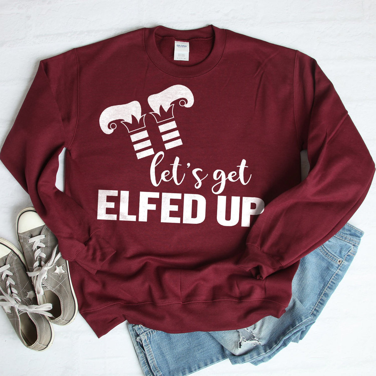 Let&#39;s Get Elfed Up - Long Sleeve Heavy Crewneck Sweatshirt