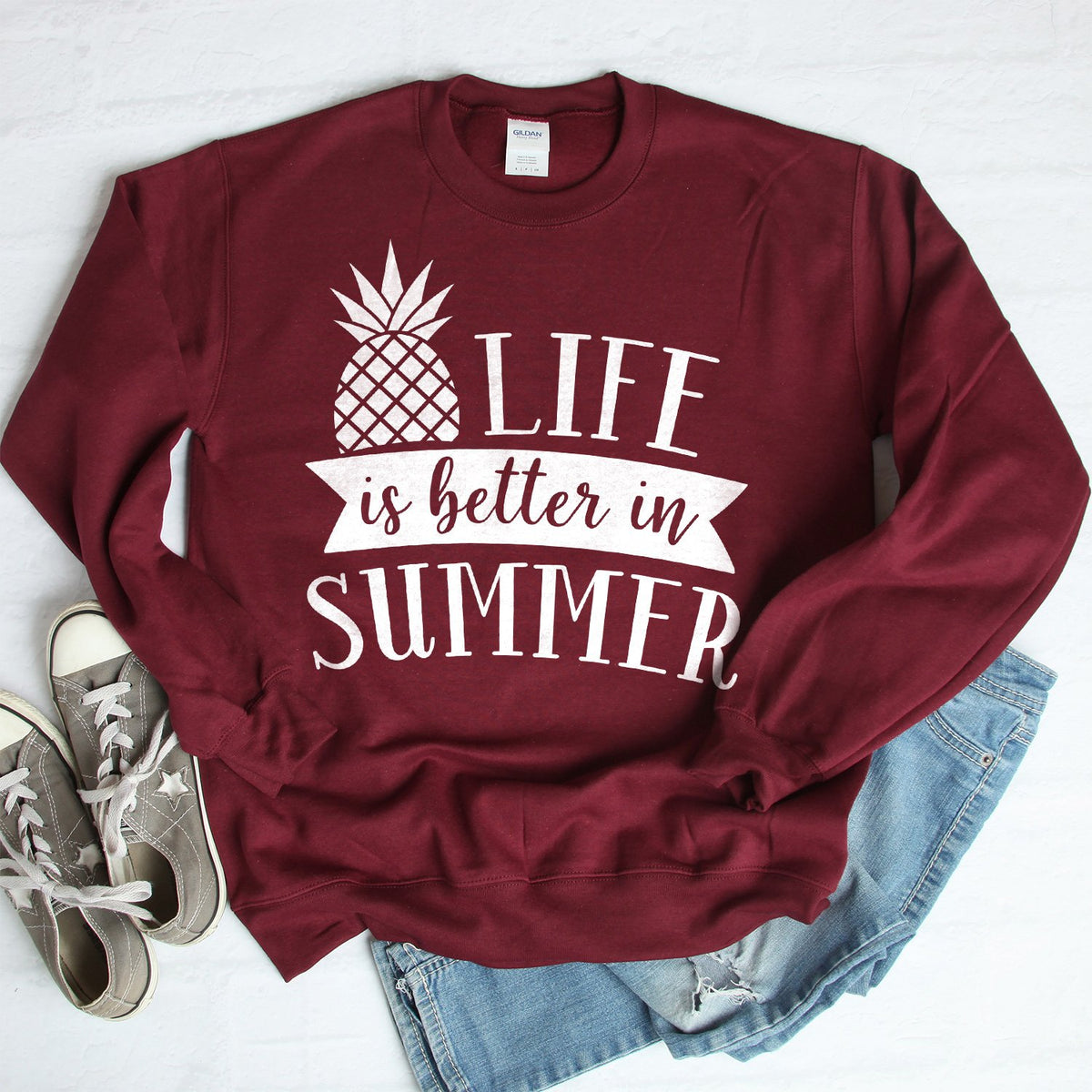 Life is Better in Summer - Long Sleeve Heavy Crewneck Sweatshirt