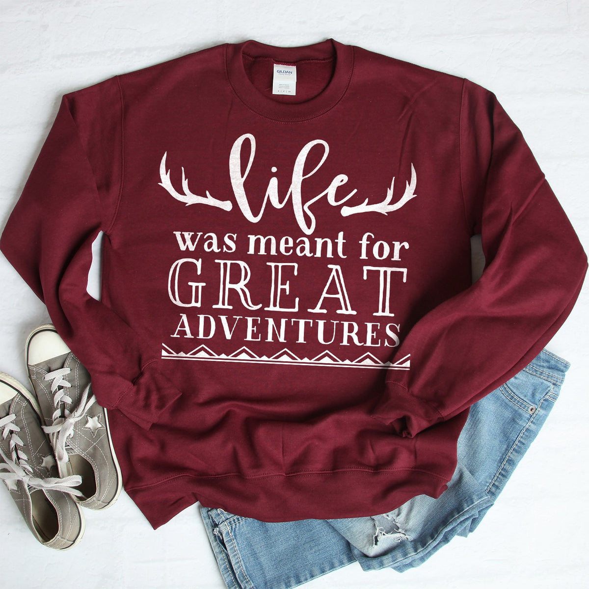 Life Was Meant For Great Adventure - Long Sleeve Heavy Crewneck Sweatshirt