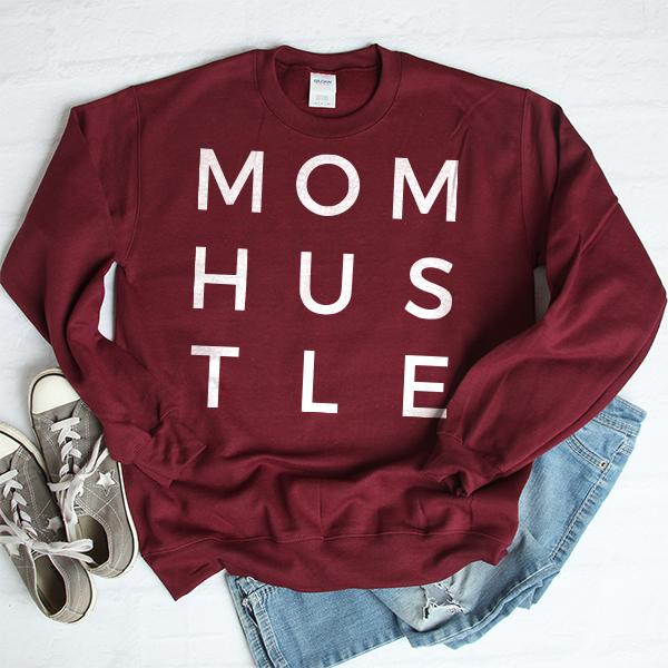 Mom Hustle - Long Sleeve Heavy Crewneck Sweatshirt