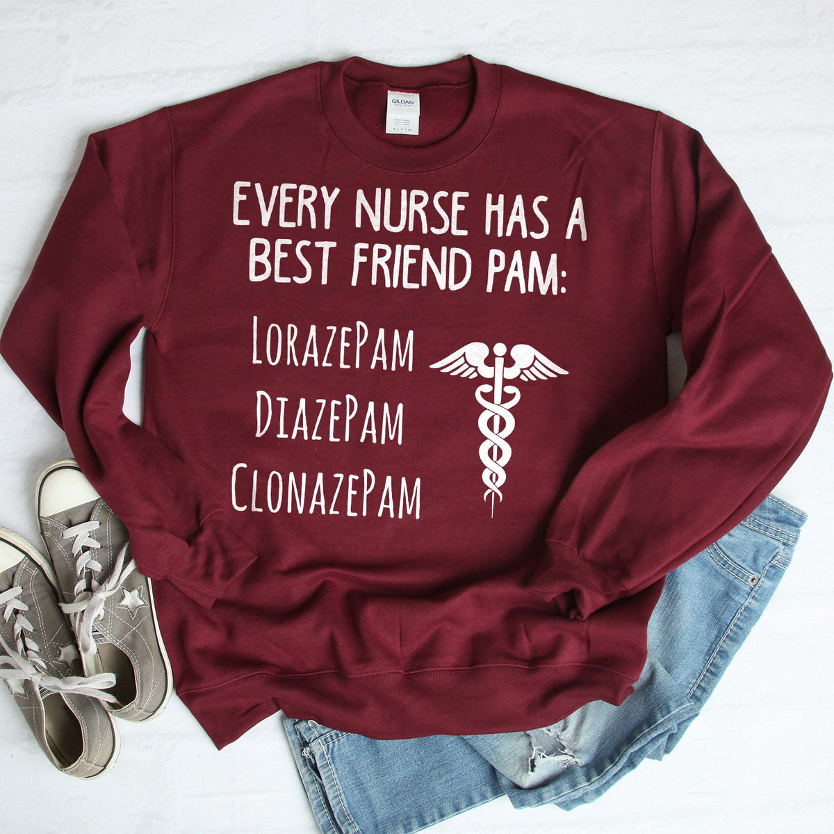 Every Nurse Has A Best Friend Pam - Long Sleeve Heavy Crewneck Sweatshirt