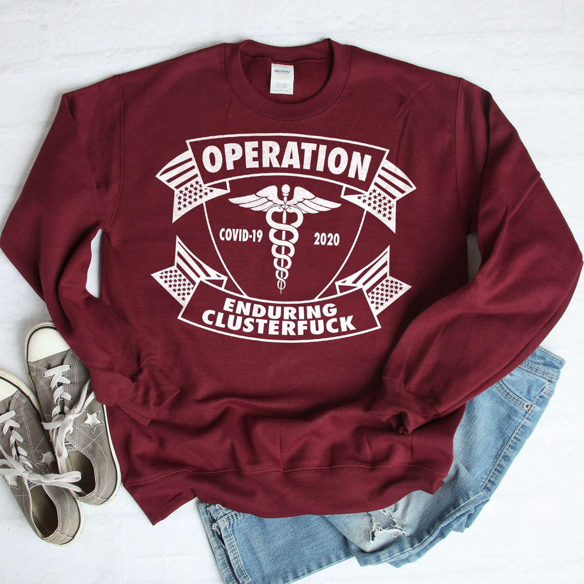Operation Covid-19 2020 Enduring Clusterfuck - Long Sleeve Heavy Crewneck Sweatshirt