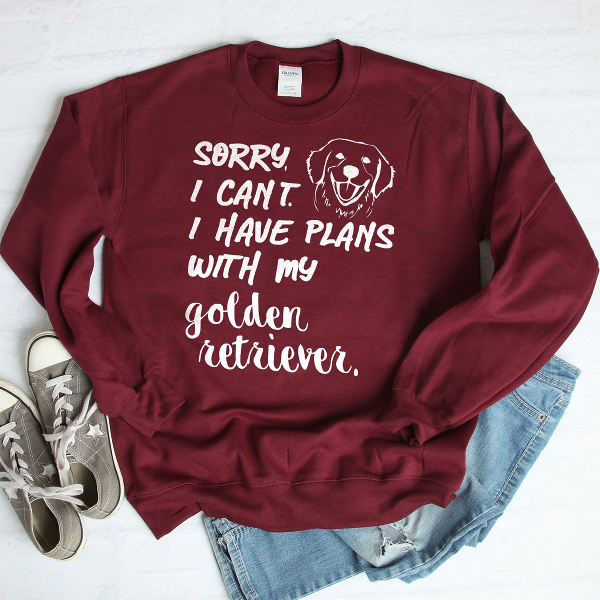 Sorry I Can&#39;t I Have Plans with My Golden Retriever - Long Sleeve Heavy Crewneck Sweatshirt