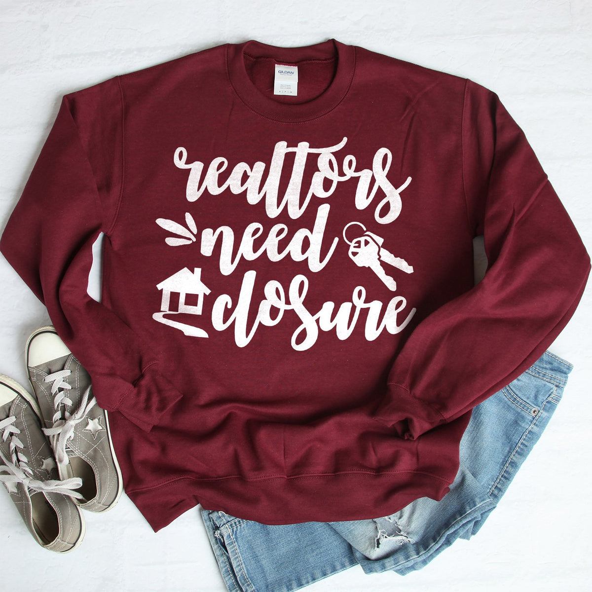 Realtors Need Closure - Long Sleeve Heavy Crewneck Sweatshirt